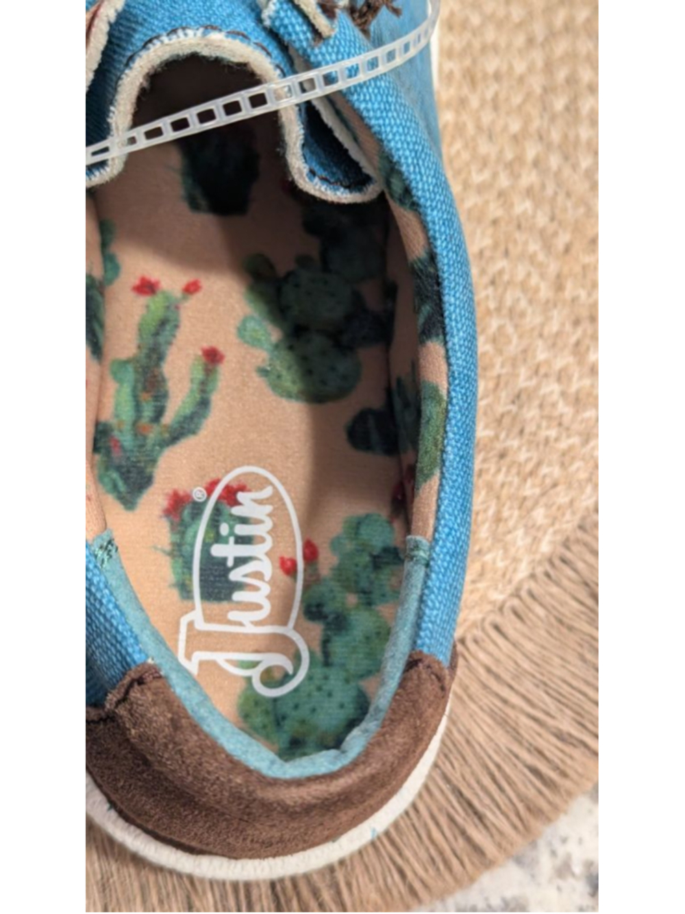 Justin Women's Casual Canvas Lace-Up Shoes Blue Brown Size 10 - Picture 11 of 12